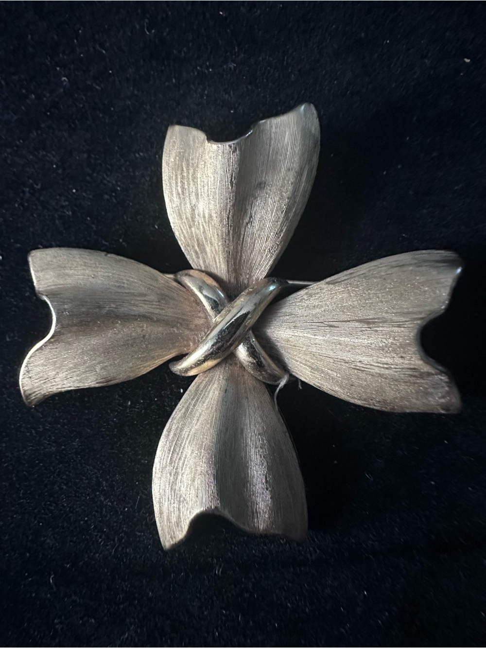 464- Vintage Trifari Maltese Cross Satin Brushed Textured Gold Tone Brooch